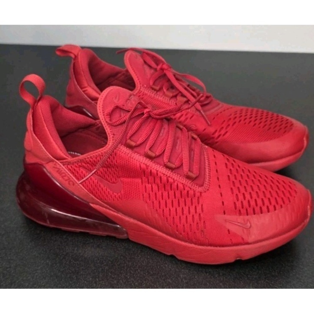 Nike Air Max 270 Red‎ Lace Up Low Top Athletic Sneakers Men 12 Basketball
